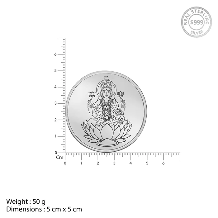 Silver Lakshmi Coin - (50g) - Image 4